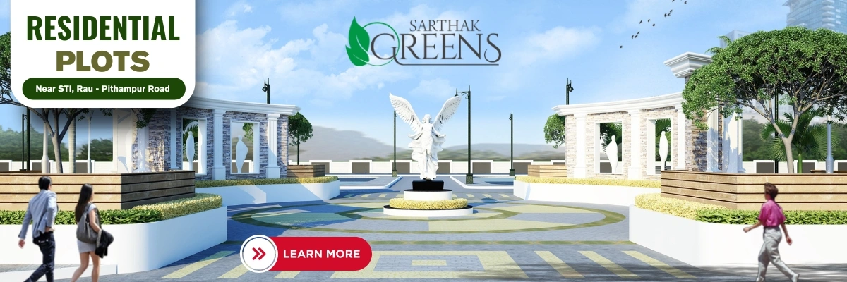 Sarthak Greens residential plots near Rau Pithampur Road with green township design and modern infrastructure