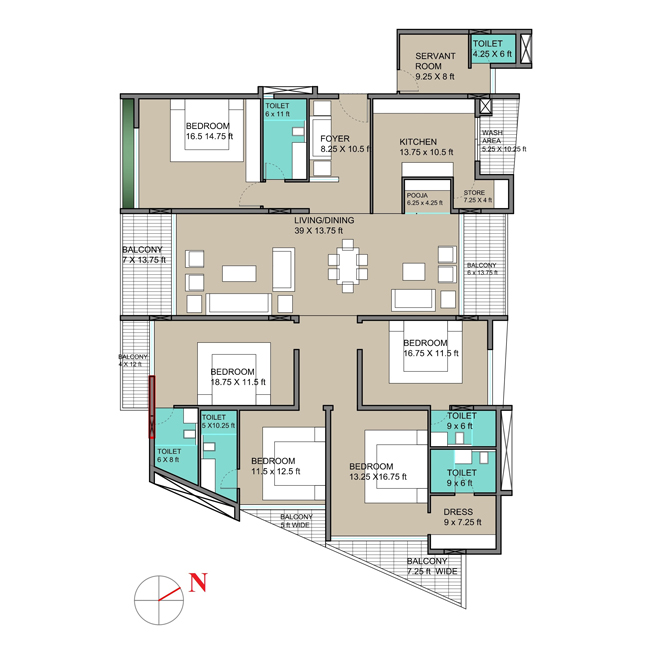 Front Flat 1 - 5 BHK