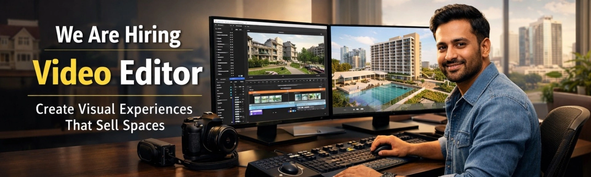 Video Editor jobs in Indore for creating real estate marketing visuals in a professional real estate marketing company