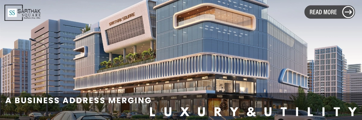 Commercial building at Super Corridor Indore with modern design retail outlets and office spaces for business use