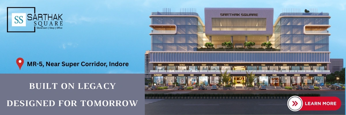 Commercial building in Indore at MR 5 near Super Corridor with retail shops showrooms and office spaces for business use