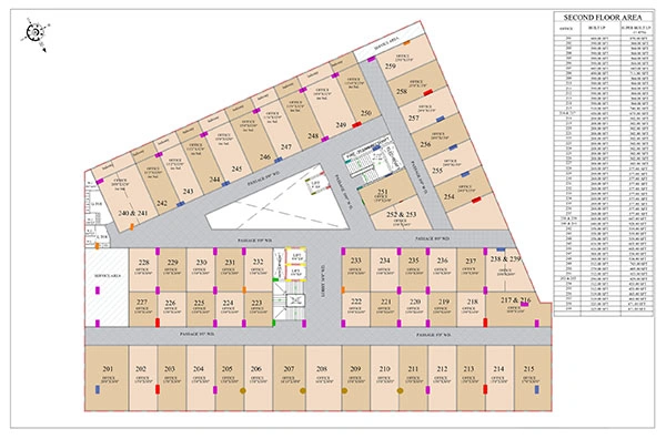 Second floor office layout at Sarthak Square with small office units on Super Corridor Indore