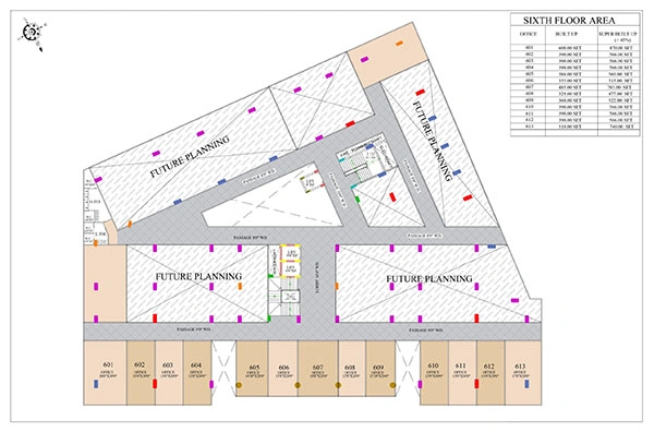 Sixth floor office layout at Sarthak Square showing premium office spaces in Super Corridor Indore