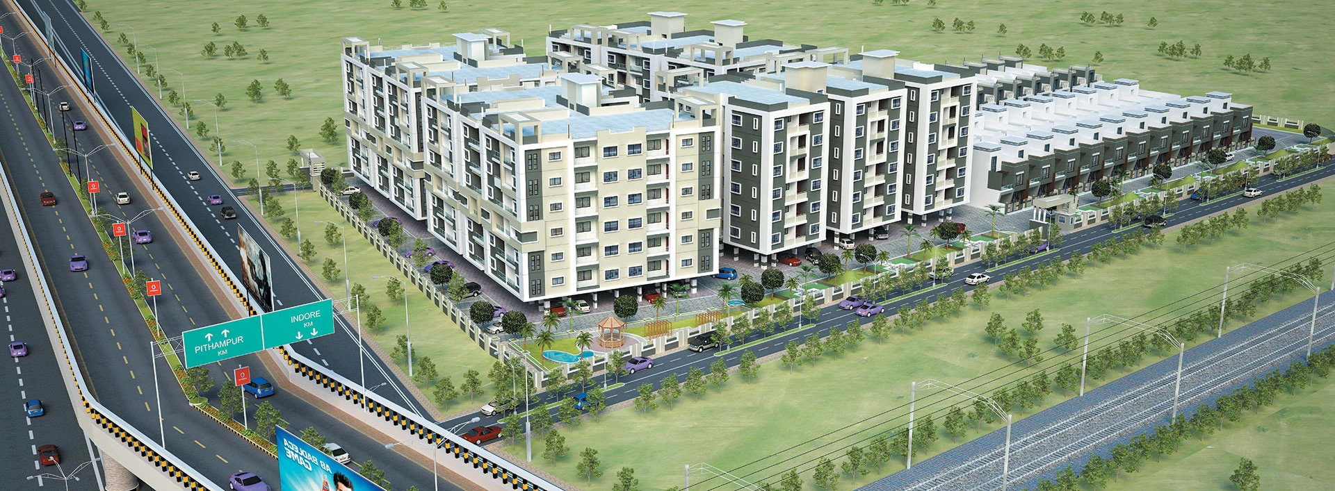 Sarthak Galaxy Rau township with 1, 2, 3 BHK flats and row houses in Indore