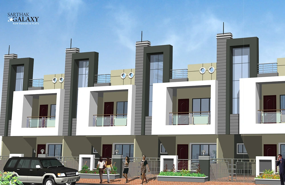 800 sq ft row houses in Rau Indore showing residential elevation