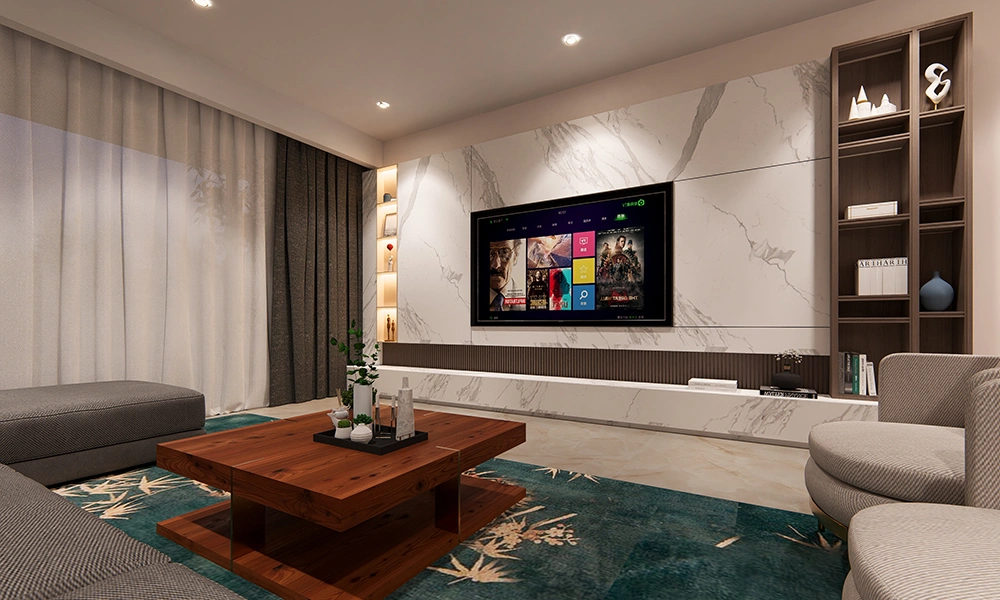 Contemporary TV lounge in Sarthak Solitaire luxury apartments in Indore with sleek interior styling