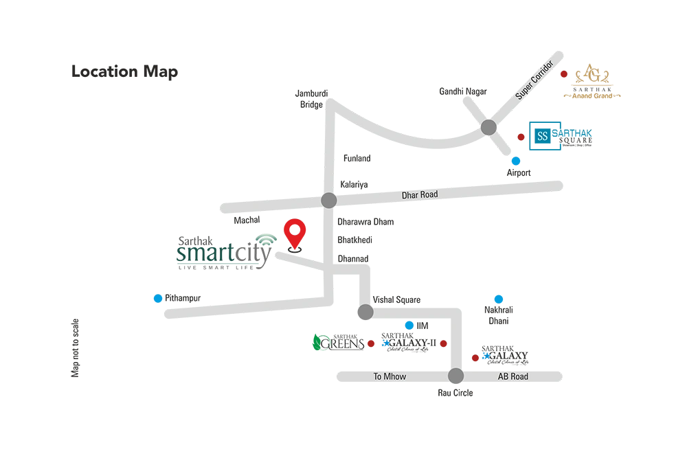 Location map of Sarthak Smart City in Pithampur Indore near DMIC corridor