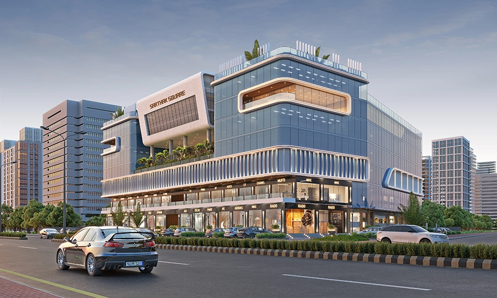 Sarthak Square retail shops for sale Super Corridor Indore with high street frontage