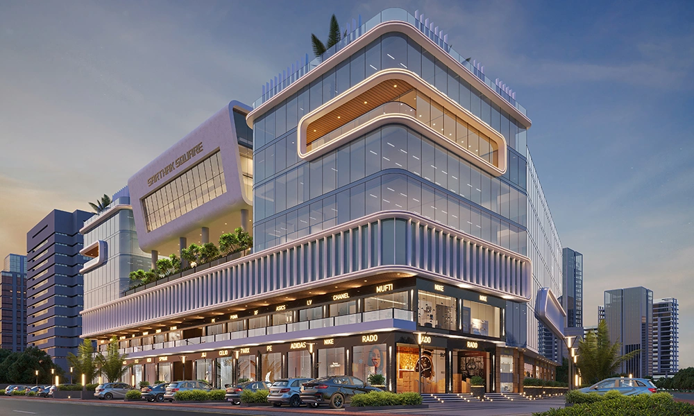 Sarthak Square office spaces on Super Corridor Indore with premium commercial design