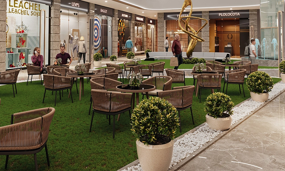 Sarthak Square open to sky atrium with showrooms for sale on Super Corridor