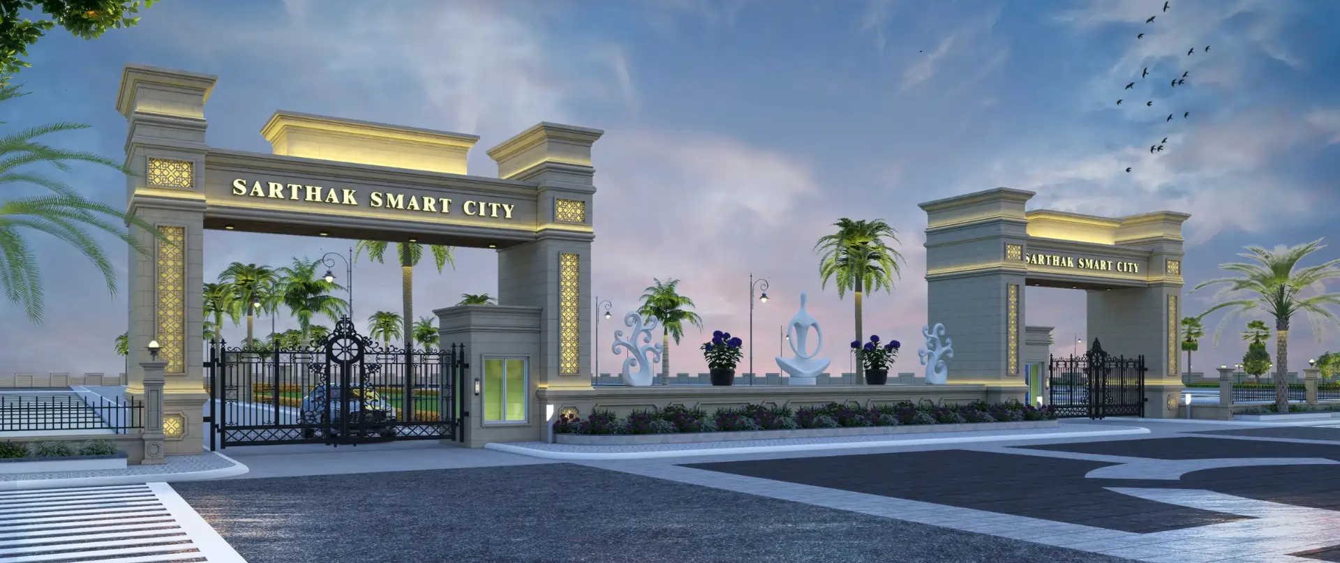 Main entrance gate of Sarthak Smart City in Pithampur Indore with premium township design